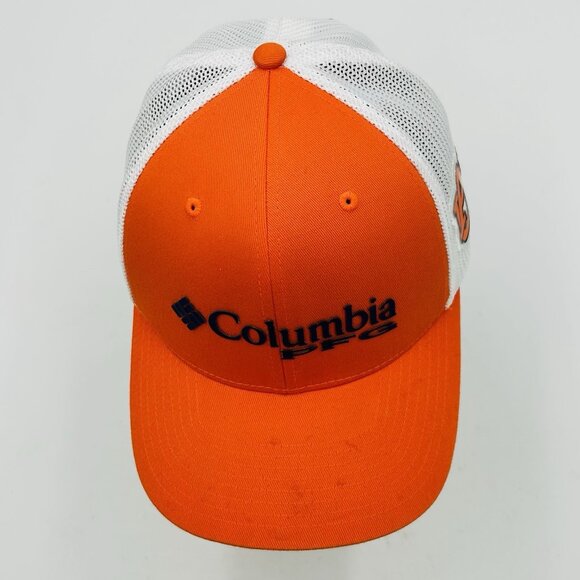 Columbia PFG Auburn University Trucker Hat Cap Mesh Orange White NCAA Snap Back - Picture 3 of 10